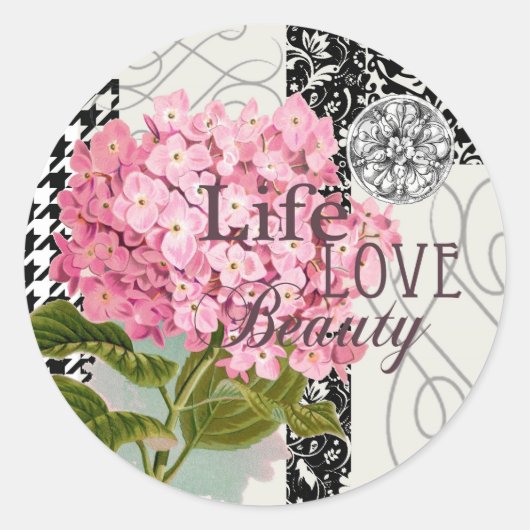 Hübsches Design im Muster Damask Runder Aufkleber (Vorderseite)