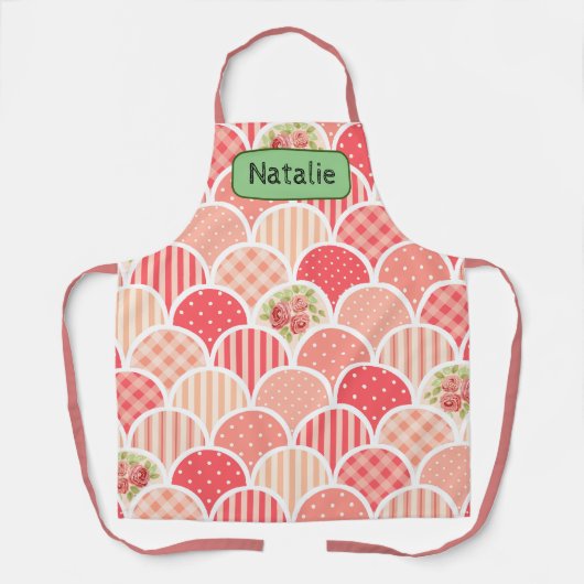 Hübsches Design Mit Monogramm l Retro-Muster l Ros Schürze (Vorderseite)