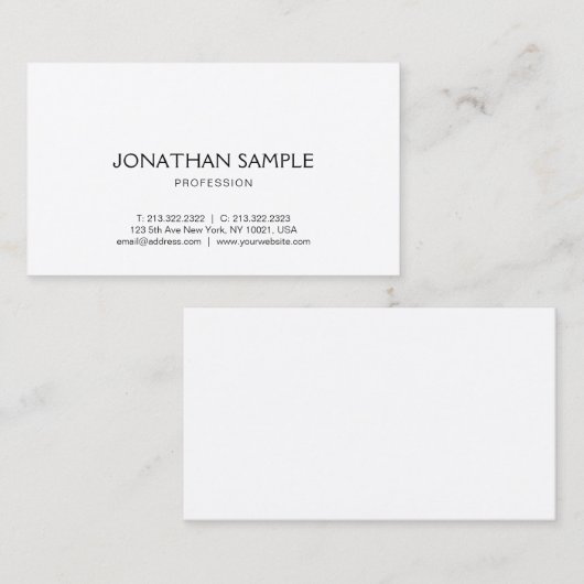 Hübsches Design Modernes Schlichtes Luxus-Design Visitenkarte (Vorne/Hinten)
