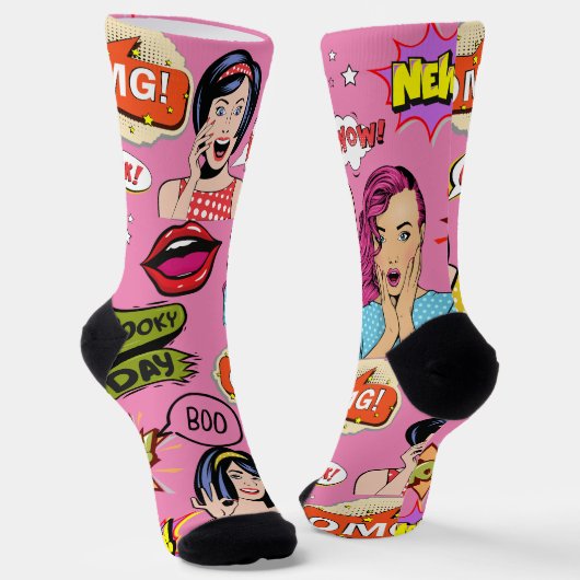 Hübsches Design Pop Pink Socken (Gewinkelt)