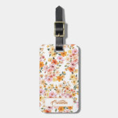 Hübsches Ditsy Floral Muster Gelbes Orangenmuster Gepäckanhänger (Vorderseite vertikal)