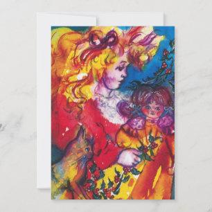 HÜBSCHES DOLL, rot-gelb-rosa Einladung