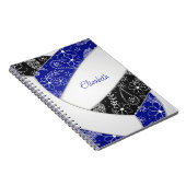 hübsches Doodmuster blaues schwarzes Boho-Volleyba Notizblock (Rechte Seite)