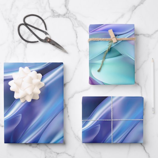 Hübsches Dreamy Blue Lila Brautparty Geschenkpapier Set (Vorderseite)