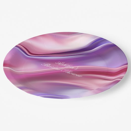 Hübsches Dreamy Pink Lila Brautparty Pappteller (Schrägansicht)