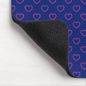 Hübsches Dunkelblau mit rosa Herzen Muster Mousepad (Ecke)