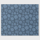 Hübsches dunkelblaues Blumenmuster Geschenkpapier (Flach)