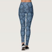 Hübsches dunkelblaues Blumenmuster Leggings (Rückseite)