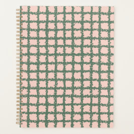 Hübsches dunkelgrünes Pastellrosa Kariertes Muster Planer