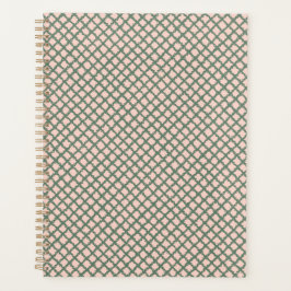 Hübsches dunkelgrünes Pastellrosa Kariertes Muster Planer