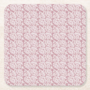Hübsches düsteres rosa weißes Spitze-Muster Rechteckiger Pappuntersetzer