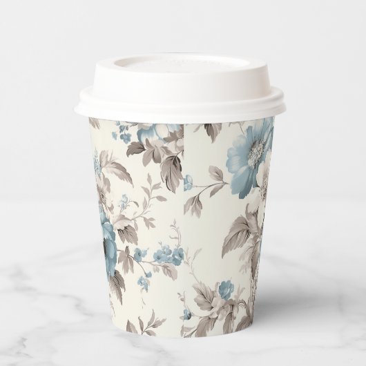 Hübsches Dusty Blau/hellbraun Pappbecher (Links)