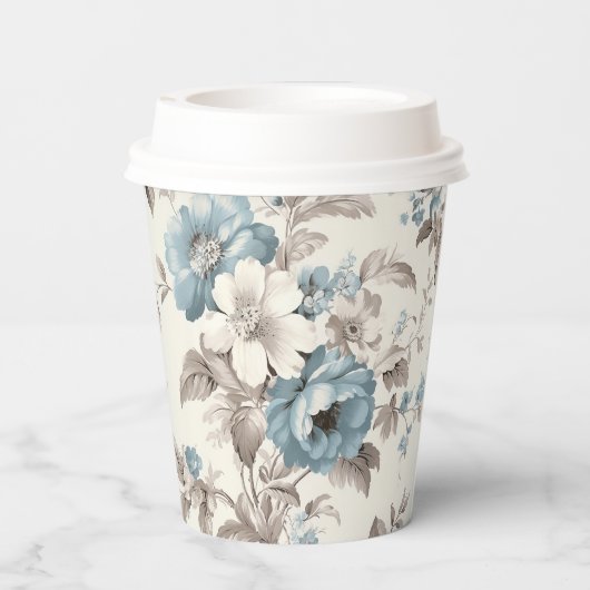 Hübsches Dusty Blau/hellbraun Pappbecher (Rückseite)