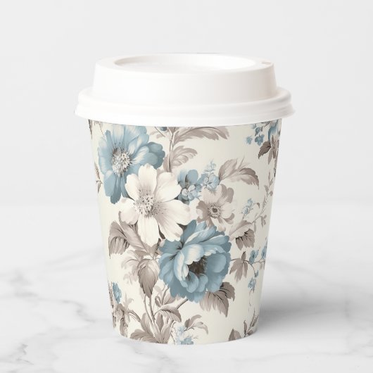 Hübsches Dusty Blau/hellbraun Pappbecher (Vorderseite)