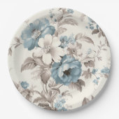 Hübsches Dusty Blau/hellbraun Pappteller (Vorderseite)