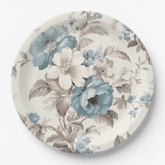 Hübsches Dusty Blau/hellbraun Pappteller (Vorderseite)