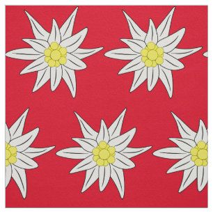 Hübsches Edelweiß-Rot-Weiß-Blumenmuster Stoff