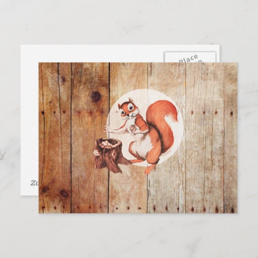 Hübsches Eichhörnchen aus Holz Postkarte (Vorne/Hinten)