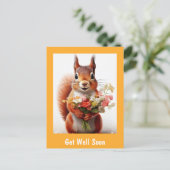 Hübsches Eichhörnchen mit Blumen Gute Besserung Postkarte (Stehend Vorderseite)
