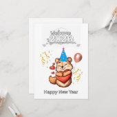 Hübsches Eichhörnchen Süße Träume – Frohes Neues J Karte (Vorderseite/Rückseite Beispiel)