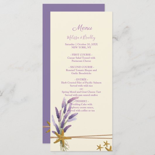 hübsches einfaches Hochzeitsmenü mit Seestern Programm (Vorne/Hinten)