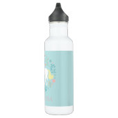 Hübsches Einhorn & Blume Aqua Personalisiert Trinkflasche (Rechts)