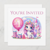 Hübsches Einhorn Einladung (Vorne/Hinten)