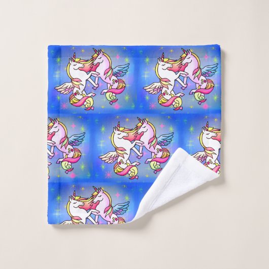 Hübsches Einhorn Galaxy Pastel Star Badhandtuch Set (Waschlappen)