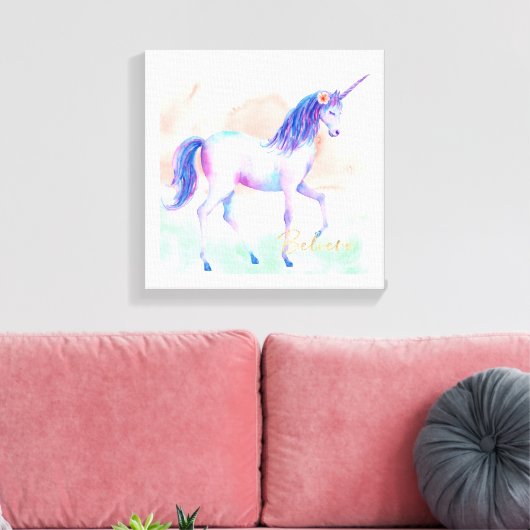 Hübsches Einhorn glauben Leinwanddruck (Insitu (Wohnzimmer))