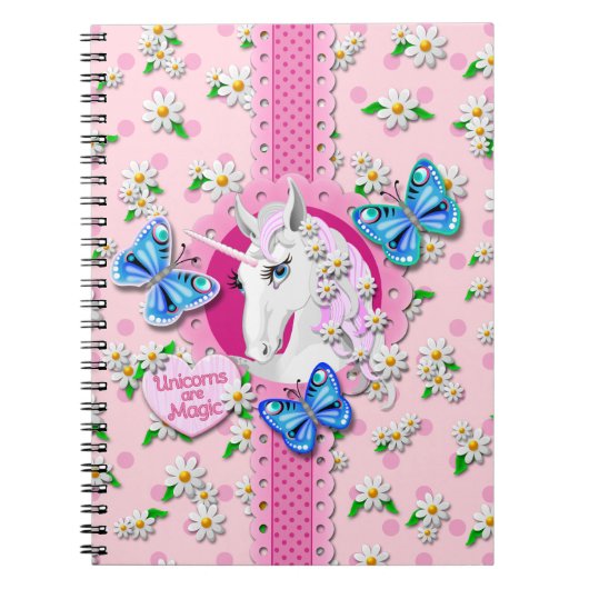 Hübsches Einhorn in Rosa mit Polka Dots Notebook Notizblock (Vorderseite)