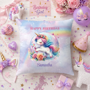 Hübsches Einhorn Magischer Tag Mädchen Geburtstag Kissen