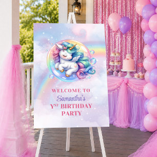Hübsches Einhorn Magischer Tag Mädchen Geburtstags Poster