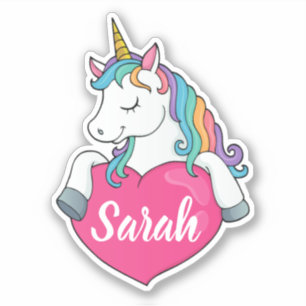 Hübsches Einhorn mit individuellem Namen Aufkleber