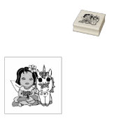 Hübsches Einhorn mit Schmetterling auf Nase Gummistempel (Stempel)