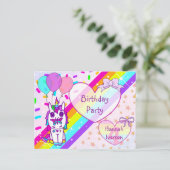 Hübsches Einhorn mit Schmetterling, Regenbogen, Fa Postkarte (Stehend Vorderseite)