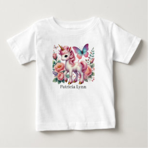 Hübsches Einhorn Namen hinzufügen Fantasy Baby T-shirt