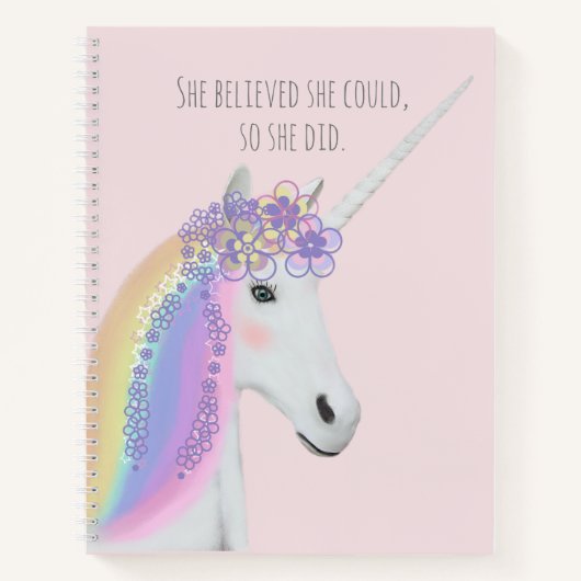 Hübsches Einhorn Regenbogen Rosa Rosa Rose Bläsche Notizblock (Vorderseite)