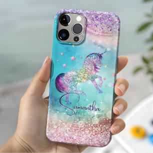 Hübsches Einhorn rosa Glitter Regenbogen aqua Mono Case-Mate iPhone 14 Hülle
