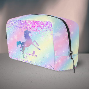 Hübsches Einhorn rosa Glitter Regenbogen Kunst Mon Waschbeutel