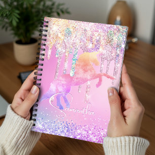 Hübsches Einhorn rosa Glitter Regenbogen Tropfen M Planer