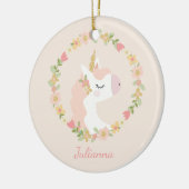 Hübsches Einhorn-Rosa-Rosa-Einzigartiges Blumenbil Keramik Ornament (Links)