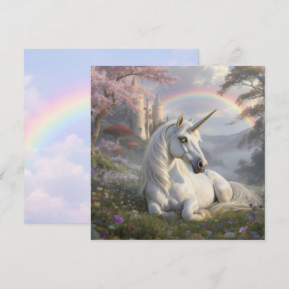Hübsches Einhorn, Schloss und Regenbogen Karte