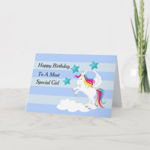 Hübsches Einhorn und blaue Sterne Karte
