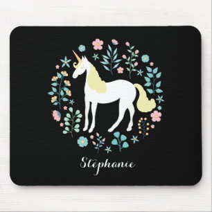 Hübsches Einhorn und Blume Personalisiert Mousepad