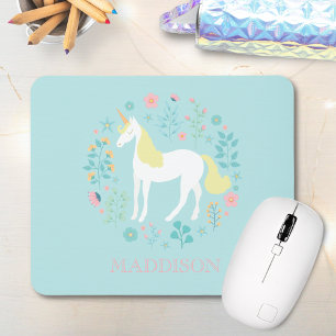 Hübsches Einhorn und Blume Personalisiert Mousepad