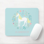 Hübsches Einhorn und Blume Personalisiert Mousepad (Mit Mouse)