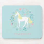 Hübsches Einhorn und Blume Personalisiert Mousepad (Vorne)