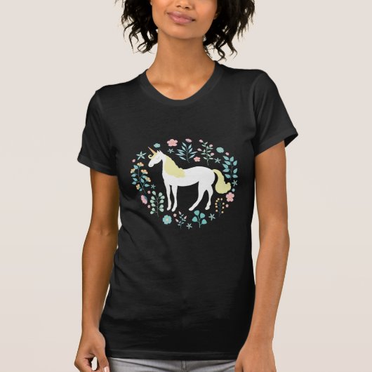 Hübsches Einhorn und Blume T-Shirt (Vorderseite)