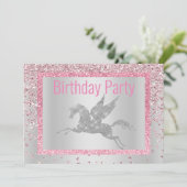 Hübsches Einhorn zum Geburtstag von GLITZERN Einladung (Stehend Vorderseite)