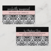 HÜBSCHES ELEGANT-DAMASK-Muster schwarz blassrosa Visitenkarte (Vorne/Hinten)